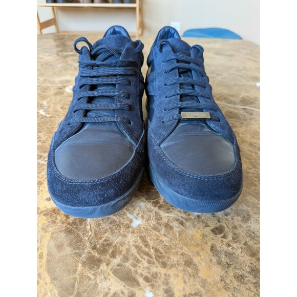 Ermenegildo Zegna Men Shoes Black Suede Navy Leather Sneaker Made in Italy 9 US